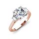 3 - Triada 2.34 ctw IGI Certified Lab Grown Diamond Cushion Shape (7 mm) Three Stone Engagement Ring 