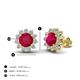 3 - Megan 2.56 ctw Ruby accented Natural Diamonds Floral Stud Earrings 
