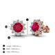 3 - Megan 2.56 ctw Ruby accented Natural Diamonds Floral Stud Earrings 