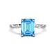 1 - Nuria 2.11 ctw Emerald Shape Blue Topaz (9X7 mm) accented Natural Diamonds Engagement Ring 