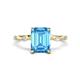 1 - Nuria 2.11 ctw Emerald Shape Blue Topaz (9X7 mm) accented Natural Diamonds Engagement Ring 