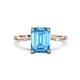 1 - Nuria 2.11 ctw Emerald Shape Blue Topaz (9X7 mm) accented Natural Diamonds Engagement Ring 