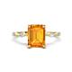 1 - Nuria 2.11 ctw Emerald Shape Citrine (9X7 mm) accented Natural Diamonds Engagement Ring 