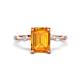 1 - Nuria 2.11 ctw Emerald Shape Citrine (9X7 mm) accented Natural Diamonds Engagement Ring 