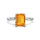 1 - Nuria 2.11 ctw Emerald Shape Citrine (9X7 mm) accented Natural Diamonds Engagement Ring 