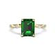 1 - Nuria 2.01 ctw Emerald Shaped Created Emerald (9X7 mm) accented Natural Diamonds Engagement Ring 