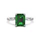 1 - Nuria 2.01 ctw Emerald Shaped Created Emerald (9X7 mm) accented Natural Diamonds Engagement Ring 