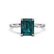 1 - Nuria 3.11 ctw Emerald Shape London Blue Topaz (9X7 mm) accented Natural Diamonds Engagement Ring 