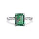 1 - Nuria 3.07 ctw Emerald Shape Created Alexandrite (9X7 mm) accented Natural Diamonds Engagement Ring 