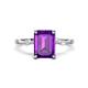 1 - Nuria 2.11 ctw Emerald Shape Amethyst (9X7 mm) accented Natural Diamonds Engagement Ring 
