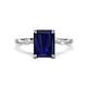 1 - Nuria 2.61 ctw Emerald Shape Created Blue Sapphire (9X7 mm) accented Natural Diamonds Engagement Ring 
