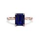 1 - Nuria 2.61 ctw Emerald Shape Created Blue Sapphire (9X7 mm) accented Natural Diamonds Engagement Ring 