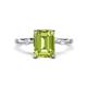 1 - Nuria 2.56 ctw Emerald Shape Peridot (9X7 mm) accented Natural Diamonds Engagement Ring 