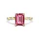 1 - Nuria 2.96 ctw Emerald Shape Pink Tourmaline (9X7 mm) accented Natural Diamonds Engagement Ring 