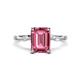 1 - Nuria 2.96 ctw Emerald Shape Pink Tourmaline (9X7 mm) accented Natural Diamonds Engagement Ring 