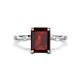 1 - Nuria 3.11 ctw Emerald Shape Red Garnet (9X7 mm) accented Natural Diamonds Engagement Ring 
