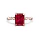 1 - Nuria 2.81 ctw Emerald Shape Created Ruby (9X7 mm) accented Natural Diamonds Engagement Ring 