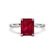 1 - Nuria 2.81 ctw Emerald Shape Created Ruby (9X7 mm) accented Natural Diamonds Engagement Ring 