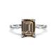 1 - Nuria 2.11 ctw Emerald Shape Smoky Quartz (9X7 mm) accented Natural Diamonds Engagement Ring 
