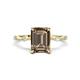 1 - Nuria 2.11 ctw Emerald Shape Smoky Quartz (9X7 mm) accented Natural Diamonds Engagement Ring 