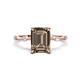 1 - Nuria 2.11 ctw Emerald Shape Smoky Quartz (9X7 mm) accented Natural Diamonds Engagement Ring 
