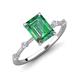 3 - Nuria 3.07 ctw Emerald Shape Created Alexandrite (9X7 mm) accented Natural Diamonds Engagement Ring 
