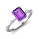 3 - Nuria 2.11 ctw Emerald Shape Amethyst (9X7 mm) accented Natural Diamonds Engagement Ring 