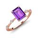 3 - Nuria 2.11 ctw Emerald Shape Amethyst (9X7 mm) accented Natural Diamonds Engagement Ring 
