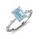 3 - Nuria 2.11 ctw Emerald Shape Aquamarine (9X7 mm) accented Natural Diamonds Engagement Ring 