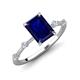 3 - Nuria 2.61 ctw Emerald Shape Created Blue Sapphire (9X7 mm) accented Natural Diamonds Engagement Ring 