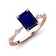 3 - Nuria 2.61 ctw Emerald Shape Created Blue Sapphire (9X7 mm) accented Natural Diamonds Engagement Ring 