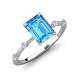 3 - Nuria 2.11 ctw Emerald Shape Blue Topaz (9X7 mm) accented Natural Diamonds Engagement Ring 