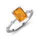 3 - Nuria 2.11 ctw Emerald Shape Citrine (9X7 mm) accented Natural Diamonds Engagement Ring 