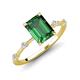 3 - Nuria 2.01 ctw Emerald Shaped Created Emerald (9X7 mm) accented Natural Diamonds Engagement Ring 