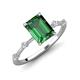 3 - Nuria 2.01 ctw Emerald Shaped Created Emerald (9X7 mm) accented Natural Diamonds Engagement Ring 