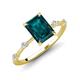 3 - Nuria 3.11 ctw Emerald Shape London Blue Topaz (9X7 mm) accented Natural Diamonds Engagement Ring 