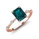 3 - Nuria 3.11 ctw Emerald Shape London Blue Topaz (9X7 mm) accented Natural Diamonds Engagement Ring 