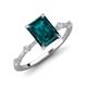 3 - Nuria 3.11 ctw Emerald Shape London Blue Topaz (9X7 mm) accented Natural Diamonds Engagement Ring 