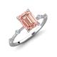 3 - Nuria 2.36 ctw Emerald Shape Morganite (9X7 mm) accented Natural Diamonds Engagement Ring 