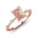 3 - Nuria 2.36 ctw Emerald Shape Morganite (9X7 mm) accented Natural Diamonds Engagement Ring 