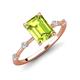 3 - Nuria 2.56 ctw Emerald Shape Peridot (9X7 mm) accented Natural Diamonds Engagement Ring 