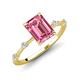 3 - Nuria 2.96 ctw Emerald Shape Pink Tourmaline (9X7 mm) accented Natural Diamonds Engagement Ring 