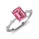 3 - Nuria 2.96 ctw Emerald Shape Pink Tourmaline (9X7 mm) accented Natural Diamonds Engagement Ring 