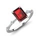 4 - Nuria 3.11 ctw Emerald Shape Red Garnet (9X7 mm) accented Natural Diamonds Engagement Ring 