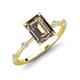3 - Nuria 2.11 ctw Emerald Shape Smoky Quartz (9X7 mm) accented Natural Diamonds Engagement Ring 