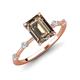 3 - Nuria 2.11 ctw Emerald Shape Smoky Quartz (9X7 mm) accented Natural Diamonds Engagement Ring 