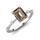 3 - Nuria 2.11 ctw Emerald Shape Smoky Quartz (9X7 mm) accented Natural Diamonds Engagement Ring 