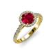 2 - Abeni 1.33 ctw (6.00 mm) Round Ruby and Diamond Halo Engagement Ring 