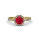 3 - Abeni 1.33 ctw (6.00 mm) Round Ruby and Diamond Halo Engagement Ring 