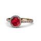 1 - Abeni 1.33 ctw (6.00 mm) Round Ruby and Diamond Halo Engagement Ring 